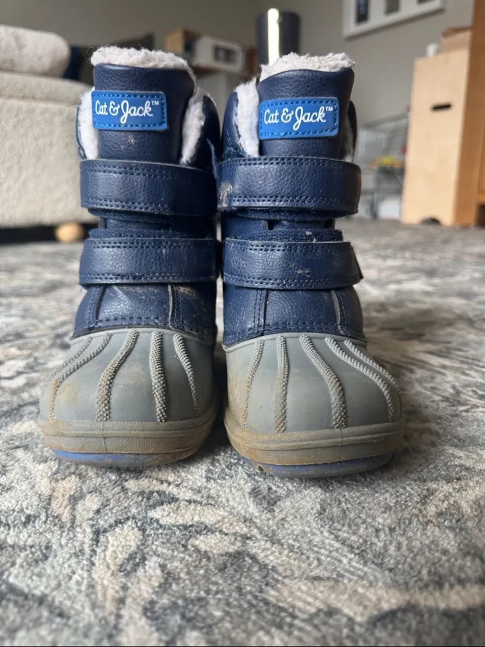 Cat & Jack Navy and Gray Kids Waterproof Winter Boots